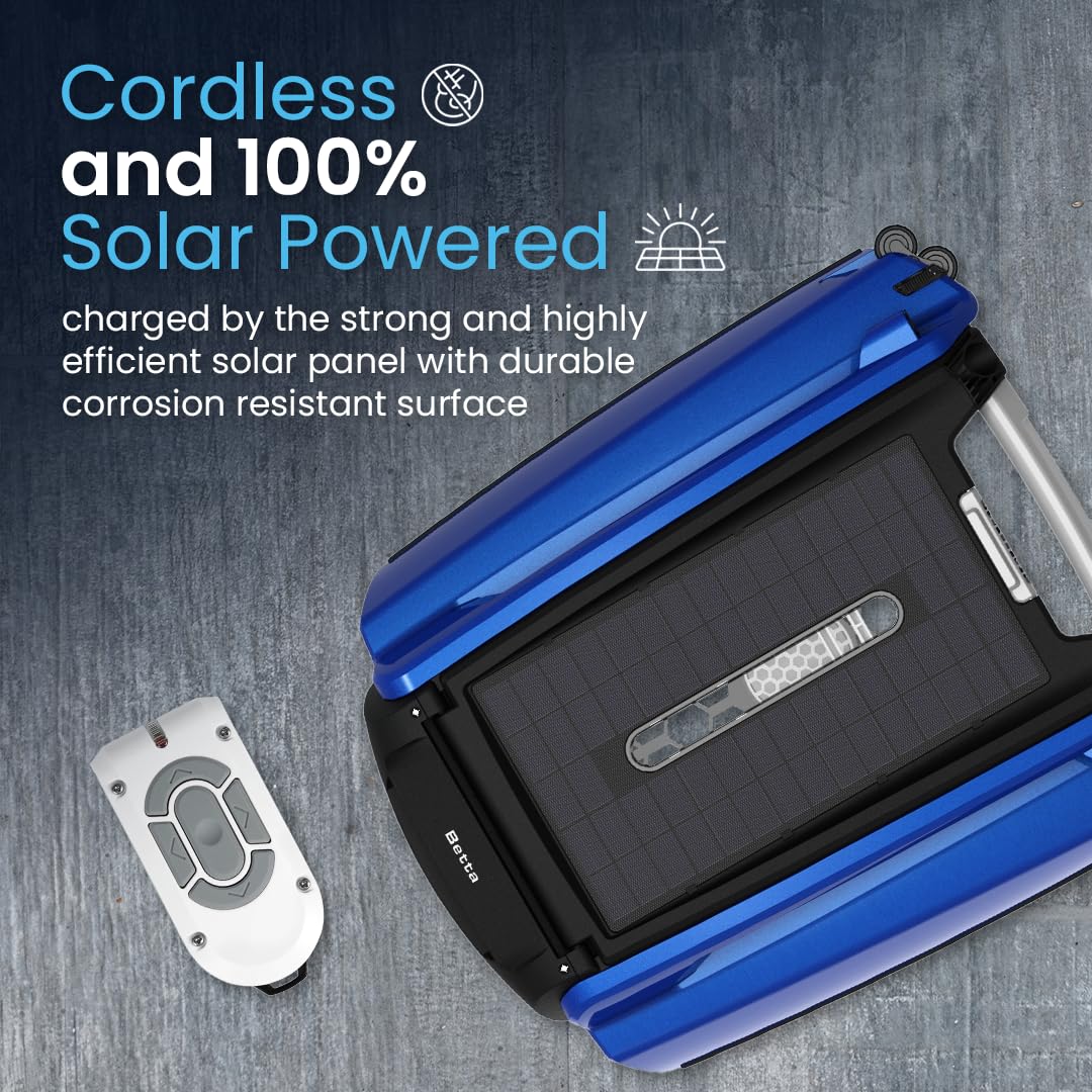 Betta SE Solar Powered Robotic Pool Skimmer, 24/7 Continuous Cleaning, Twin Salt-Chlorine Resistant Motors