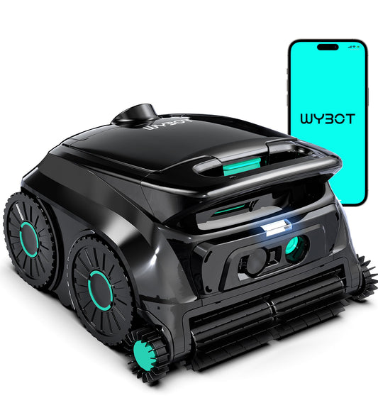 WYBOT 2026 Cordless Pool Vacuum, 4-in-1 Smart Cleaner, Six-Roller Brush, Edge Cleaning, App Navigation