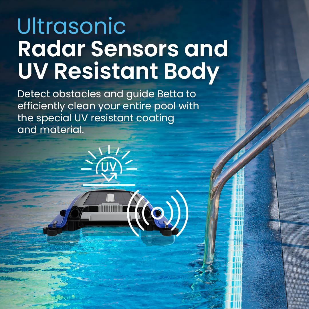 Betta SE Solar Powered Robotic Pool Skimmer, 24/7 Continuous Cleaning, Twin Salt-Chlorine Resistant Motors
