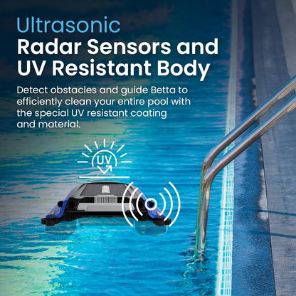 Betta SE Solar Powered Robotic Pool Skimmer, 24/7 Continuous Cleaning, Twin Salt-Chlorine Resistant Motors