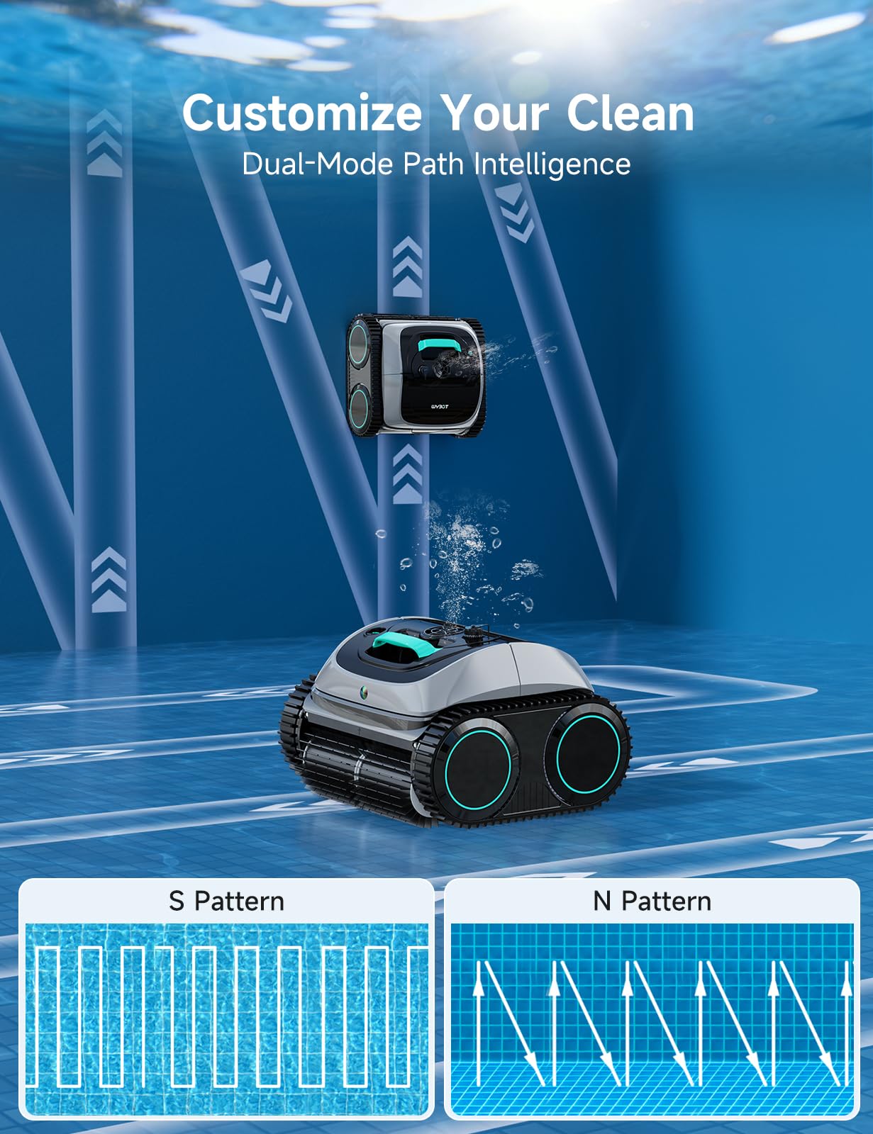 WYBOT C1 Cordless Robotic Pool Cleaner, 4-in-1, 150 min Runtime, Smart Navigation, App Control
