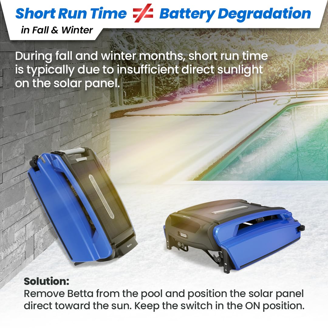 Betta SE Solar Powered Robotic Pool Skimmer, 24/7 Continuous Cleaning, Twin Salt-Chlorine Resistant Motors