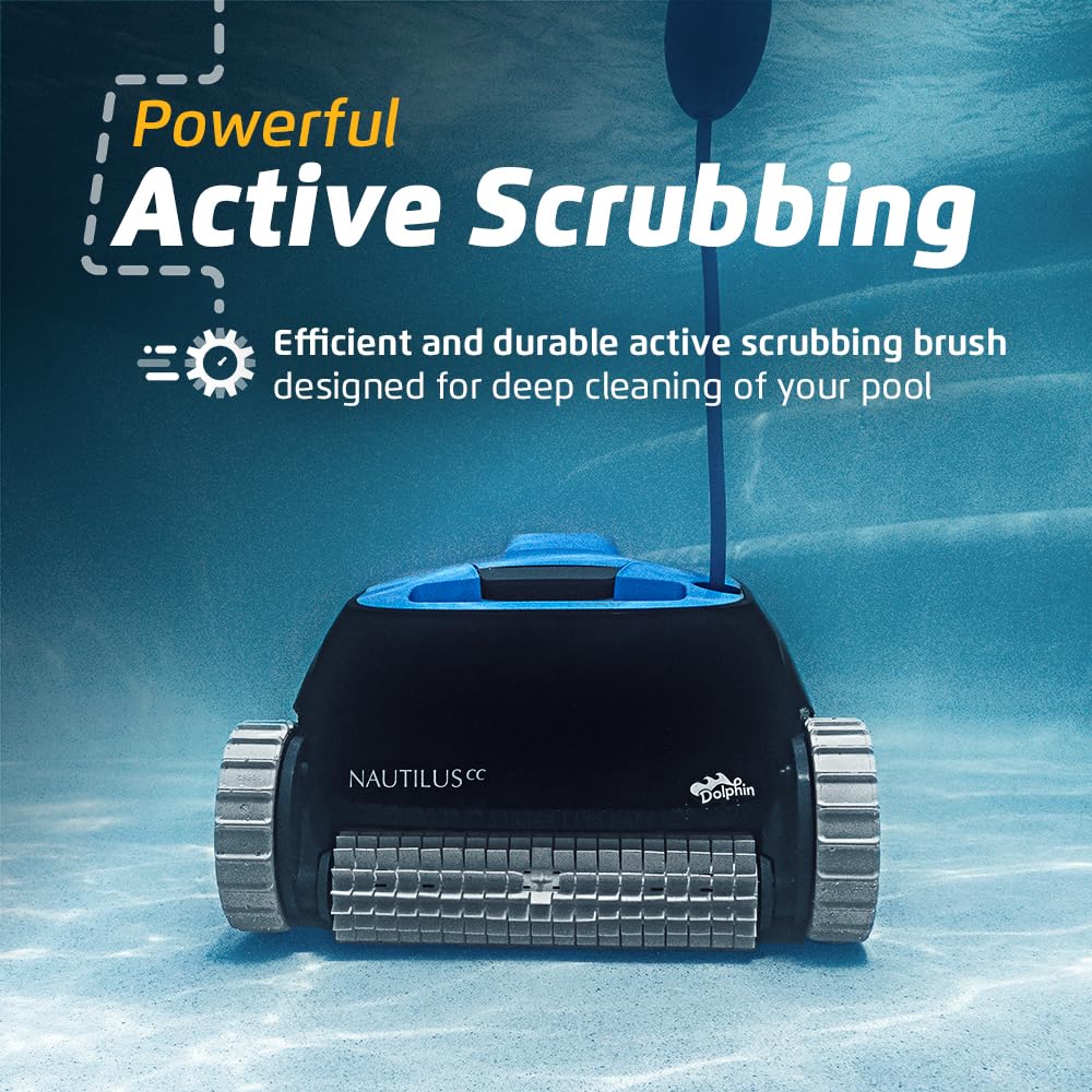 Dolphin Nautilus CC Robotic Pool Cleaner, Wall Climbing Brush, Top Load Filter, Up to 33 ft Pools