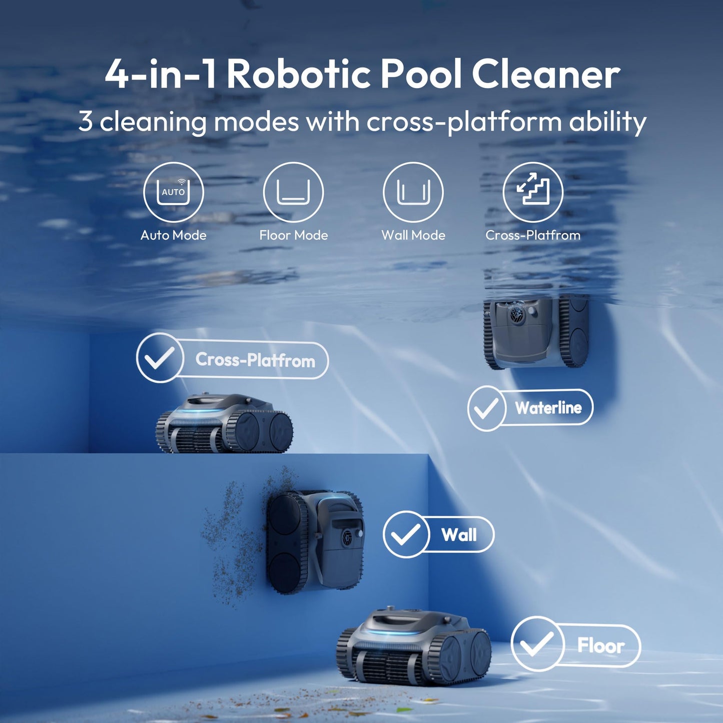 (2026 New) Bubot 700 Cordless Robotic Pool Cleaner, 210 min Runtime, Triple Motor, Floor/Wall/Waterline Cleaning