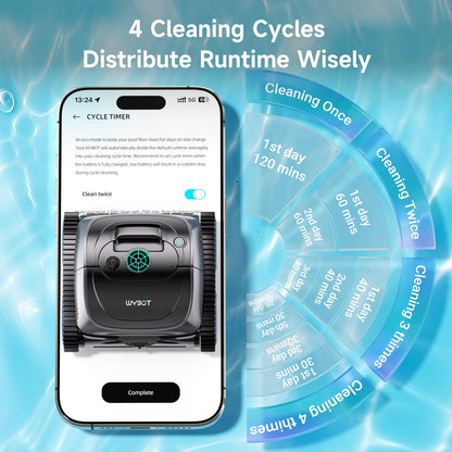 WYBOT C1 Cordless Pool Vacuum, 4-in-1 Smart Cleaner, 150 min Runtime, App Control Navigation