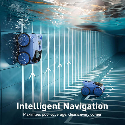 Cordless Robotic Pool Cleaner, 180 min Runtime, Self-Parking, Wall Climbing, Automatic Pool Vacuum Robot