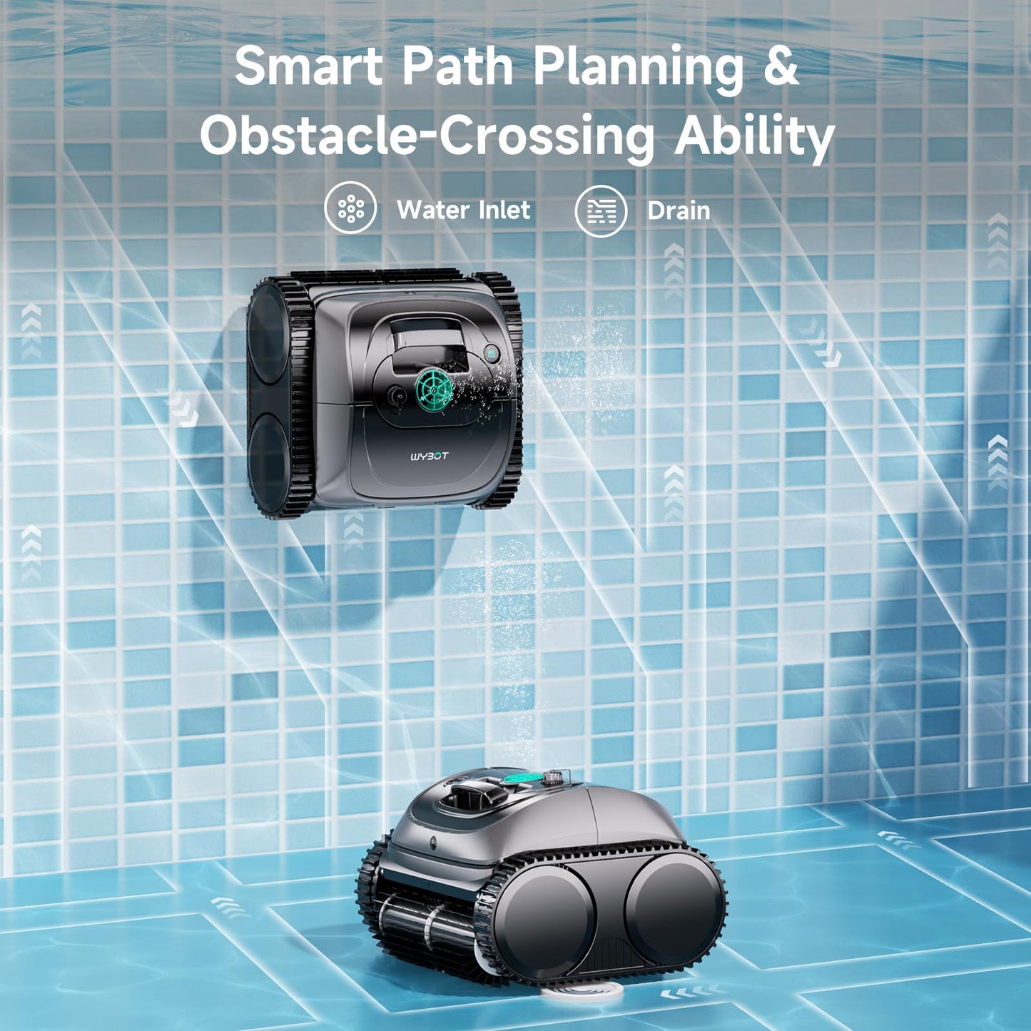 WYBOT C1 Cordless Pool Vacuum, 4-in-1 Smart Cleaner, 150 min Runtime, App Control Navigation
