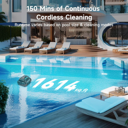 WYBOT C1 Cordless Pool Cleaner, Wall & Waterline Cleaning, 150 min Runtime, App Navigation