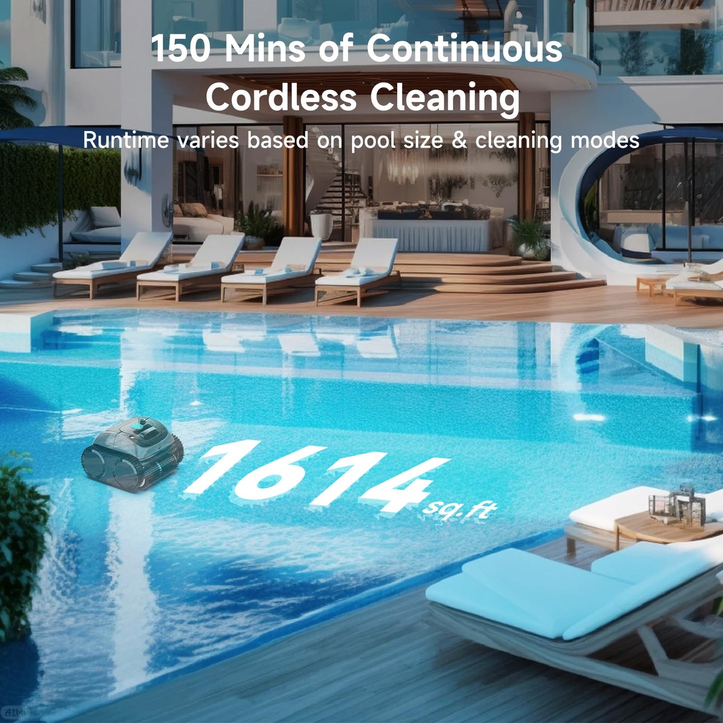 WYBOT C1 Cordless Pool Vacuum, 4-in-1 Smart Cleaner, 150 min Runtime, App Control Navigation