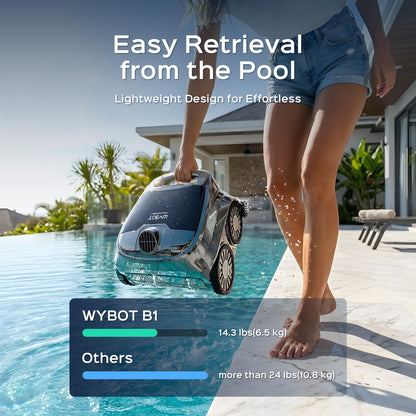 WYBOT B1 Robotic Pool Cleaner, Cordless Vacuum, Smart Navigation, Self-Parking, Inground & Above Ground Pools