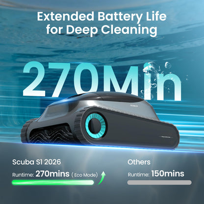 Aiper Scuba S1 Robotic Pool Cleaner, 270 min Runtime, Smart Navigation, 11 Sensors, App Support
