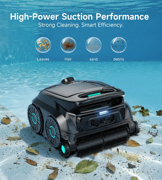 WYBOT 2026 Cordless Pool Vacuum, 4-in-1 Smart Cleaner, Six-Roller Brush, Edge Cleaning, App Navigation